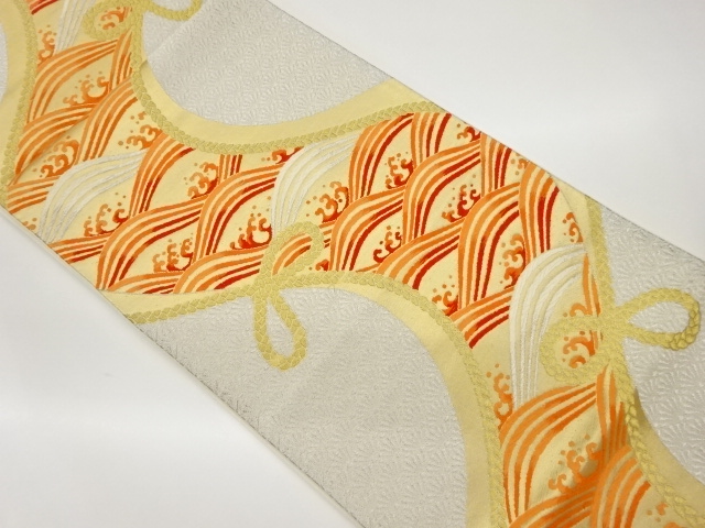 リサイクル　組紐に荒波模様織出し袋帯